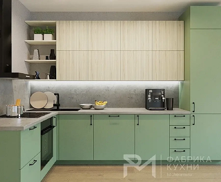 Кухня «Силк Нефрит Рустик молочный 2000х3100» Кухня «Силк Нефрит Рустик молочный 2000х3100»