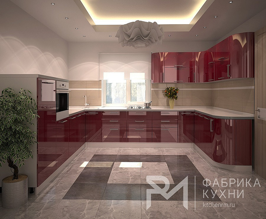 Красная кухня глянец под заказ в интернет-магазине Кухни РМ