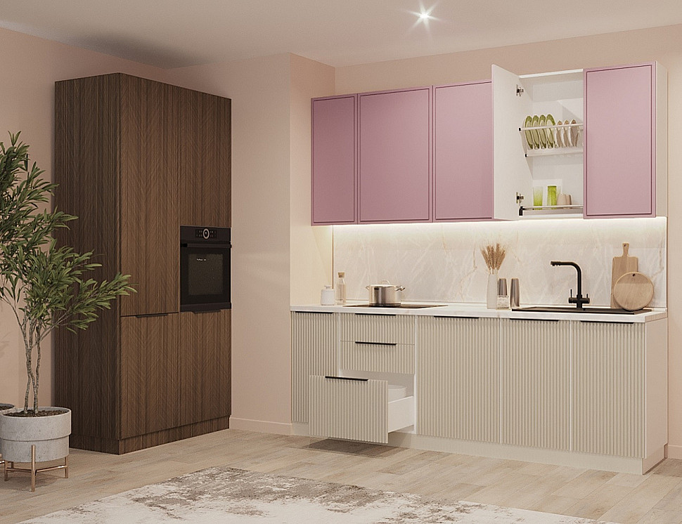 Кухня «Софт Латте Шарли Pink 1200х2500» Кухня «Софт Латте Шарли Pink 1200х2500»