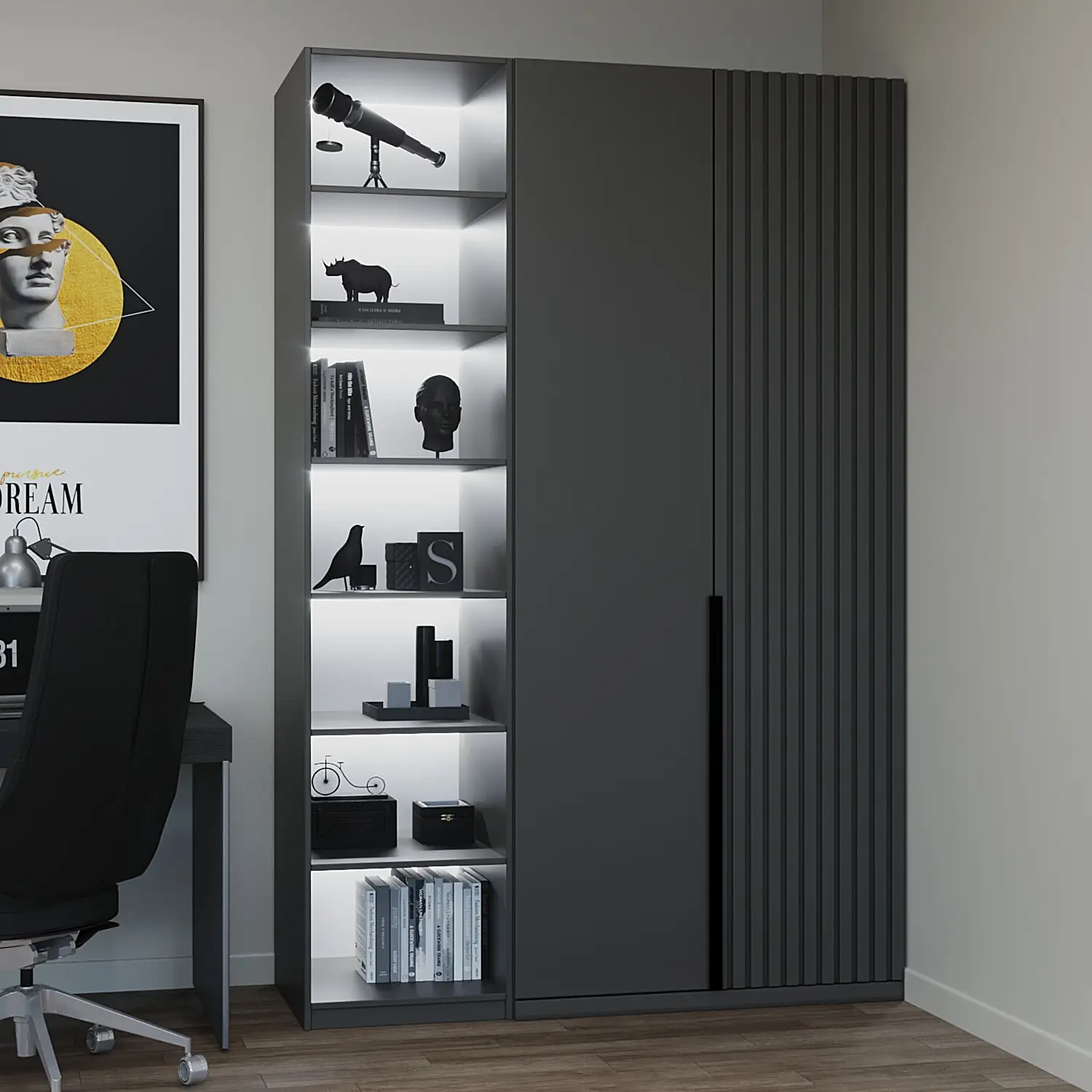 Шкаф 1500 Графит шагрень Турин